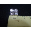 Beautiful Silver Diamante Square Stud Earring Set Marked 925 (2.3 Gram)