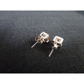 Beautiful Silver Diamante Square Stud Earring Set Marked 925 (2.3 Gram)
