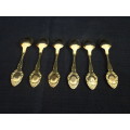 Vintage Eetrite 24 Carat Gold Plated Spoons With Hand Painted Flower Porcelain Details