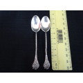 Two Sterling Hallmarked Silver Flower Pattern With Barley Twist Stems Teaspoons (9 Grams)