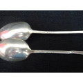 Two Sterling Hallmarked Silver Flower Pattern With Barley Twist Stems Teaspoons (9 Grams)