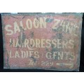 Very Vintage And Rusty Saloon Zane Hairdressers Ladies and Gents Tin Sign (See My Description)