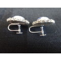 Vintage Signed Delft Windmill Sterling Silver Toned Screw Back Earrings In Excellent Condition