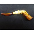 Antique Meerschaum Pipe,Decorated With A Hand And Arm Holding Pipe In Original Case(See Description)