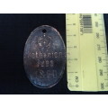 German South West Africa Bethanien, Brass Native Pass, Stamped 1360 (Herns Book Nr 810A)