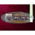 Vintage Copper Art 3D Western Covered Wagon Picture On Carved Wood (See My Description)