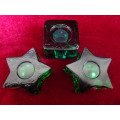 Vintage Emerald Green Italian Glass Candleholders In Excellent Condition