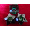 Vintage Emerald Green Italian Glass Candleholders In Excellent Condition