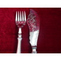 Beautiful Large Antique Silver Plated Fish Knife & Fork Serving Set In Excellent Condition