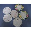 Joblot Of Six Floral Vintage Embroided Dollies - See My Description