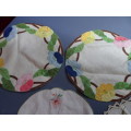 Joblot Of Six Floral Vintage Embroided Dollies - See My Description