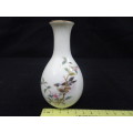 Japanese Yamaji 6` Porcelain Vase Floral Gold Pink Cherry Blossoms Singing Bird - In Excellent Cond
