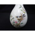 Japanese Yamaji 6` Porcelain Vase Floral Gold Pink Cherry Blossoms Singing Bird - In Excellent Cond