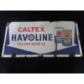 Double Sided Enamel Vintage Caltex Havoline Five - Star Motor Oil Sign (See My Description)