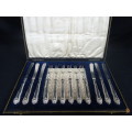 Beautiful Set Of Six Silver Plated Sheffield Dessert Forks and Knives With Kings Pattern Handles
