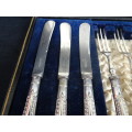 Beautiful Set Of Six Silver Plated Sheffield Dessert Forks and Knives With Kings Pattern Handles