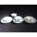 Rare 18th Century Lowestoft Blue&White Porcelain Miniature Tea Bowls&Saucers -See Description