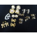 Gorgeous Joblot Of Eleven Vintage Costume Jewellery Clip On Earrings - In Excellent Condition