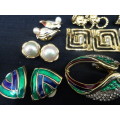 Stunning Joblot Of Eleven Funky Vintage Costume Jewellery Clip On Earrings - In Excellent Condition