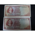 Four South Africa One Rand Bank Notes - TW de Jongh - Please See My Description