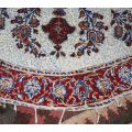 Vintage Ghalamkar hand blocked cotton circular table cloth, made in Iran, 80 cm x 80 cm