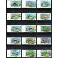 TURKS AND CAICOS ISLANDS 1978 FISHES SET OF (X15) UMM MARGINAL SINGLES. SG514A-28A. LOVELY SET.