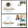 RSA 1994 PRES ELECTION COIN FDC 6.3c + MANDELA FDC 6.3b. AS LISTED. GOOD VALUE LOT!