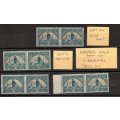 UNION 1933-48 DEF HYPH PICT 2d MINT PAIRS. (X3) WITH VARIETIES + (X1) NORMAL. GOOD VALUE.