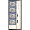 UNION 1947-54 1s DEF ISSUE SCREENED UMM STRIP OF (X4) WITH CONTROL NO + BLACK SHEET NO. CC119a.