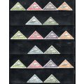 LIBERIA 1936 1ST AIRMAIL TRIANGULAR STAMPS (X3) USED SETS OF (X5). SG530/5. AS PER SCANS.