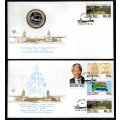 RSA 1994 PRES ELECTION COIN FDC 6.3c `MISSING STEPS` VARIETY + MANDELA FDC 6.3b. AS LISTED. VALUE!