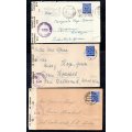 GERMANY 1947 (X3) WORLD WAR II CENSORED COVERS TO SOUTH WEST AFRICA. AS PER SCANS. NICE LOT.