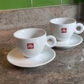 BRAND NEW Set of 2 Illy Classic Logo Cappuccino Cups and Saucers - Made in Italy