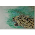 Original Painting by Lorna Pauls - Leopard (297 x 420 mm or 11.7 x 16.5 in)