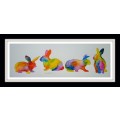 Original Painting by Lorna Pauls - Rainbow Bunnies 1 (37.5cm x 13.5cm)