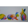 Original Painting by Lorna Pauls - Rainbow Bunnies 1 (37.5cm x 13.5cm)