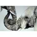 Original Painting by Lorna Pauls - "Embrace" Elephant (42cm x 29.5cm)