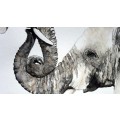 Original Painting by Lorna Pauls - "Embrace" Elephant (42cm x 29.5cm)