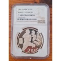 1995 SA Silver 2 Rand - World Cup Rugby - PF69 Ultra Cameo