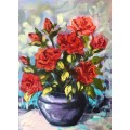"Vase with Roses" Original Painting by S.A. Artist, Joy Clark
