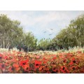 "Flower Field" Original Painting by S.A. Artist, Joy Clark