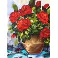 A beautiful floral Original Painting by S.A. Artist, Joy Clark "Be My Valentine"