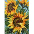 A beautiful floral Original Painting by S.A. Artist, Joy Clark "Sunflowers in my Garden"