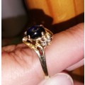 Gold - Blue Sapphire Diamonds Ring