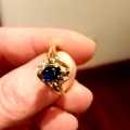 9ct Gold - Blue Sapphire/Diamond Ring - Ladies