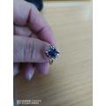 9ct Gold - Blue Sapphire/Diamond Ring - Ladies
