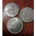 THREE CROWNS, 1947, 1952, 1958. CIRCULATION COINS. BID PER COIN.
