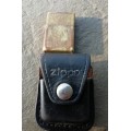 VINTAGE ZIPPO LIGHTER, AND LEATHER POUCH