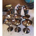 SET OF 12 SILVER PLATED GOBLETS AND TRAY.