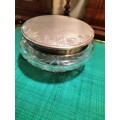 ANTIQUE CRYSTAL GLASS BOWL AND STERLING SILVER LID.